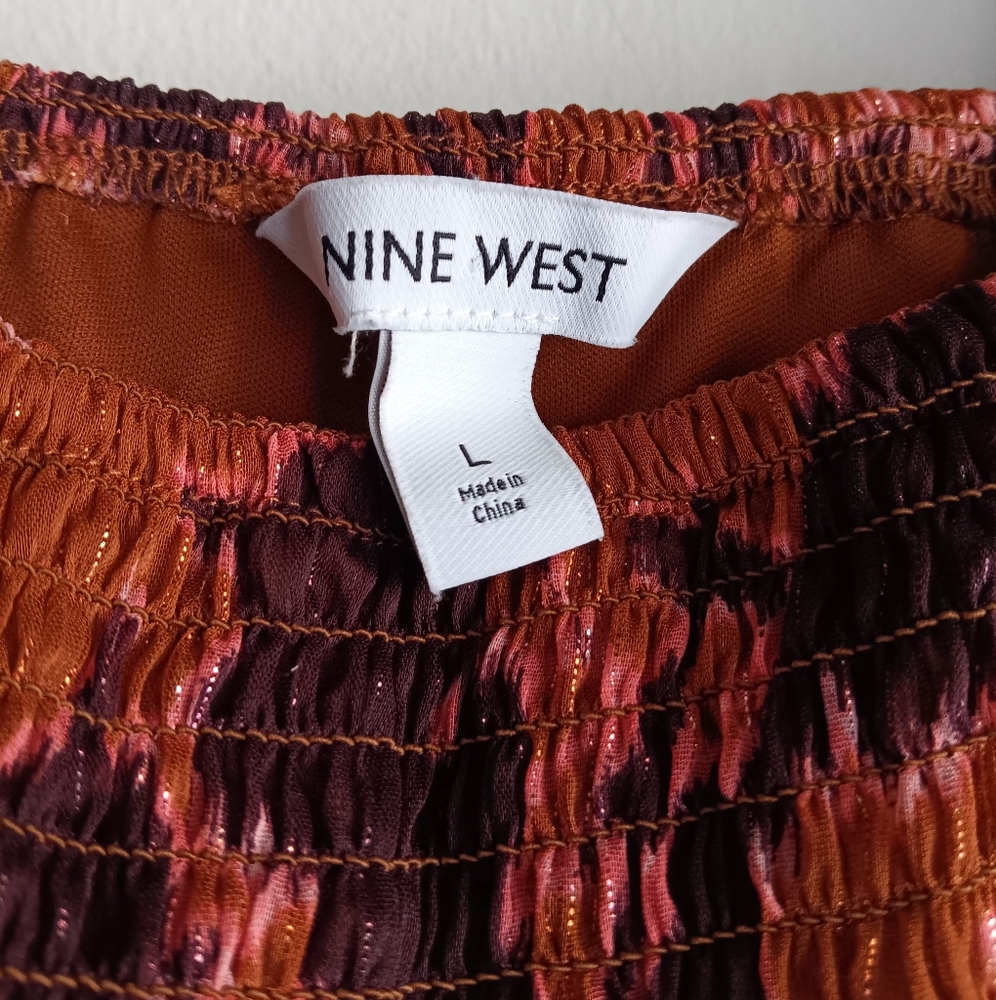 🚨Nine West Rouched Printed Blouse - Picture 2 of 5
